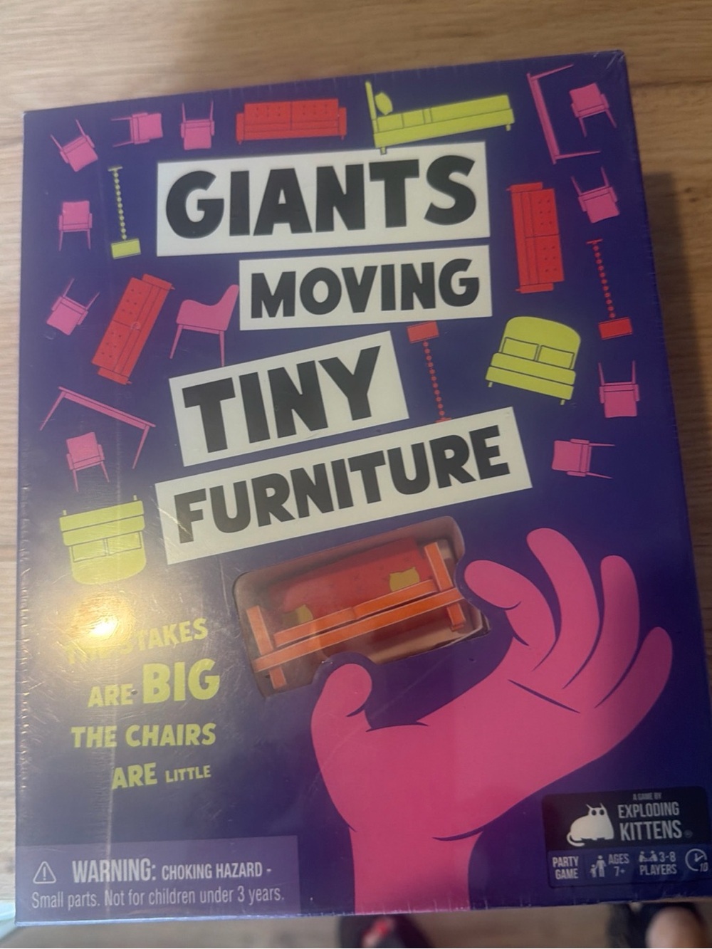 Exploding Kittens Giants Moving Tiny Furniture Party Game - Purple & Pink Sealed